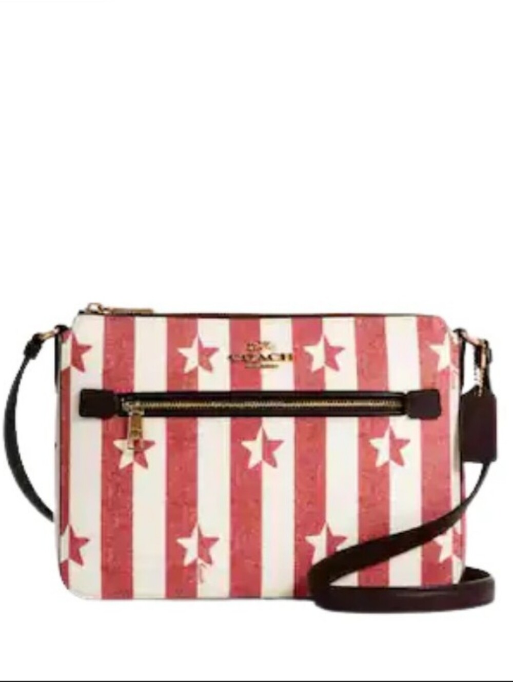 Coach-Gallery File " Stars  🇺🇸 & Stripes" Crossbody Bag (Chalk / Red Multi ♥️